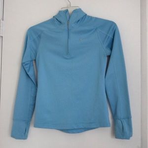 Nike FIT DRY Light Blue Running Hoodie with Zipper